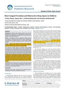 Short Lingual Frenulum and Obstructive Sleep Apnea in Children